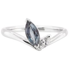 Anello di 0,73 carati con alessandrite naturale dal colore variabile e diamante incastonato in platino