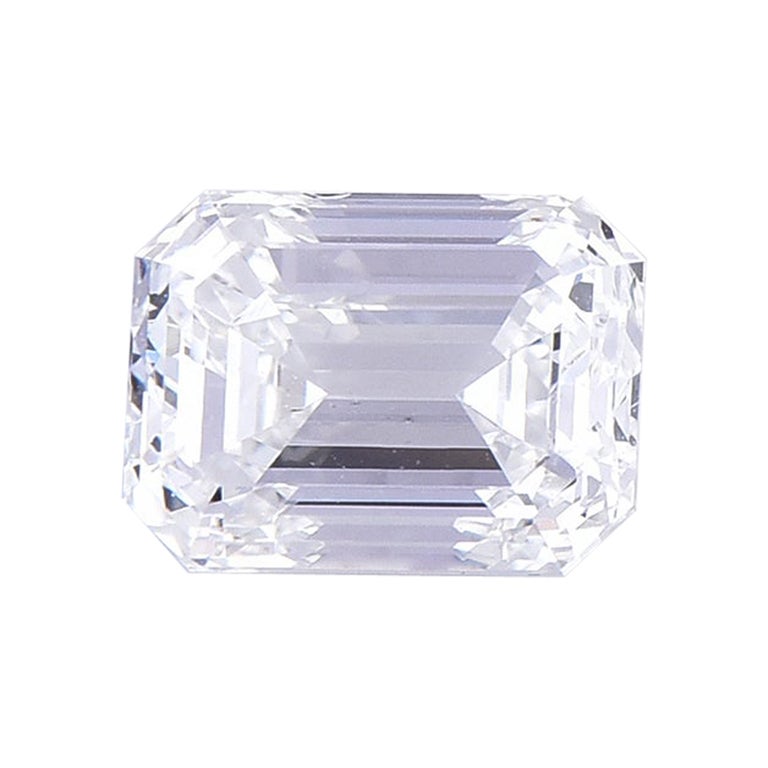 TJD Diamant brut certifié GIA de 1,01 carat taille émeraude, couleur F, pureté VS1