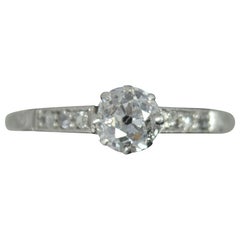 Edwardian 0.7ct Old Cut Diamond and Platinum Solitaire Engagement Ring