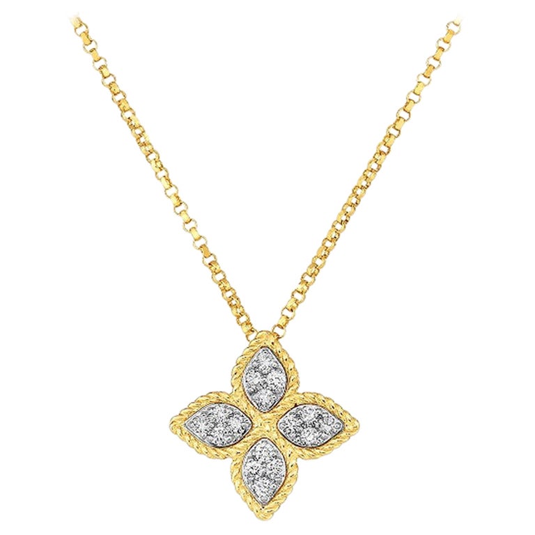 Roberto Coin Princess Flower Yellow Gold Diamond Pendent 7771371AJCHX ...