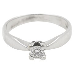 AIG Certified 0.30 Carat Diamond Engagement Ring on 18K White Gold
