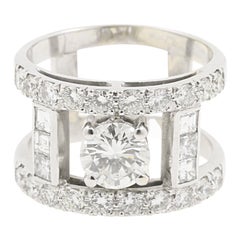 AIG Certified 1.50 Carat Central Diamond Engagement Ring with 1.98 Ct Diamonds 