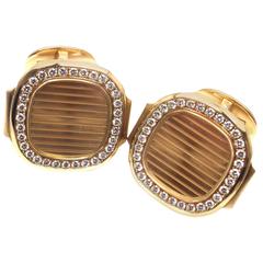 Vintage Patek Philippe Diamond Gold Nautilus Cufflinks