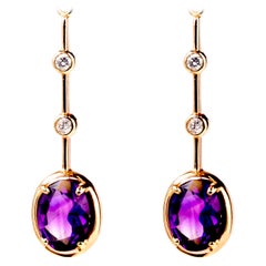 Rose Gold Amethyst and Diamond Earrings 
