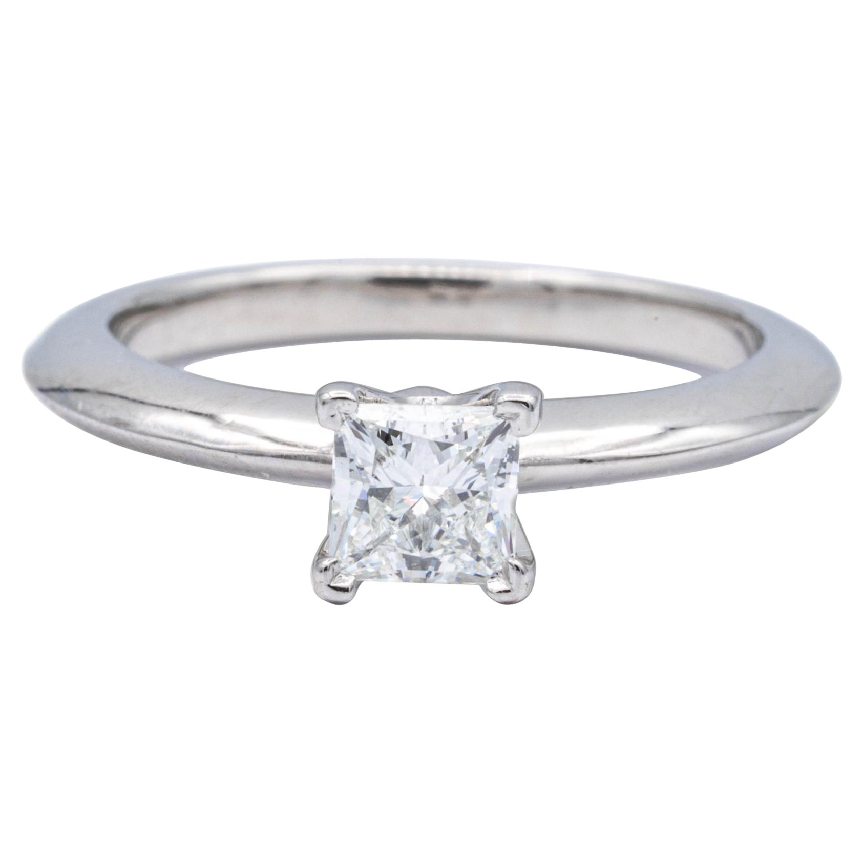 Tiffany & Co. Diamond Engagement Ring .38 Ct Princess Cut Solitaire GVS1 in Plat