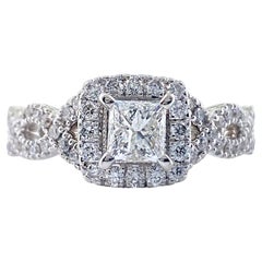Neil Lane Princess Diamond Engagement Ring Twisted Band 1.00 Tcw 14k WG