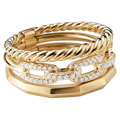 David Yurman Stax Narrow Ring with Diamonds in 18K Gold