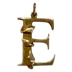 Vintage Letter E with Ivy Detail Pendant and Chain