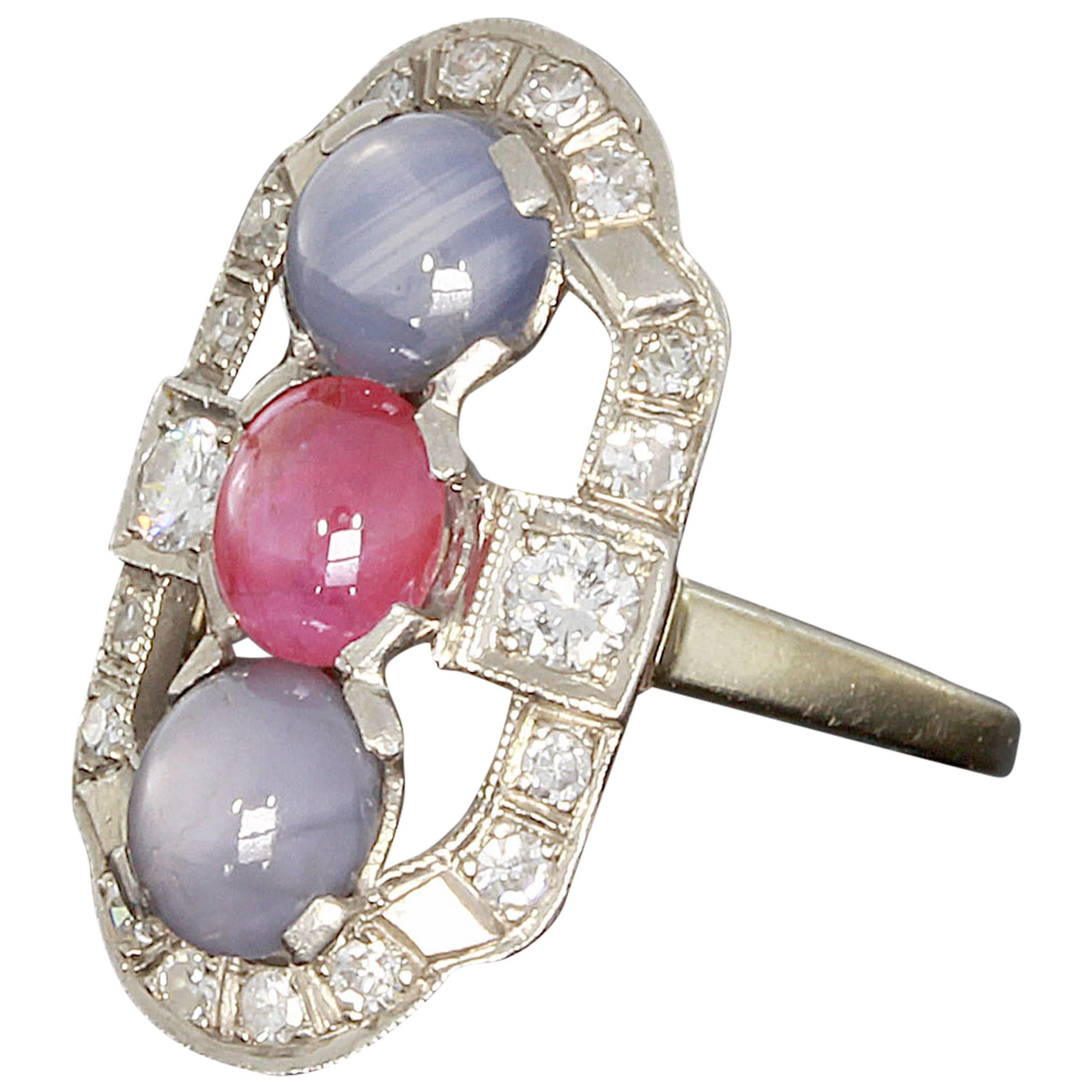 Sapphire Ruby Diamond Gold Ring