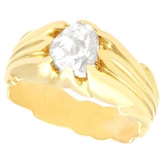 Bague de fiançailles française ancienne en or jaune et diamants