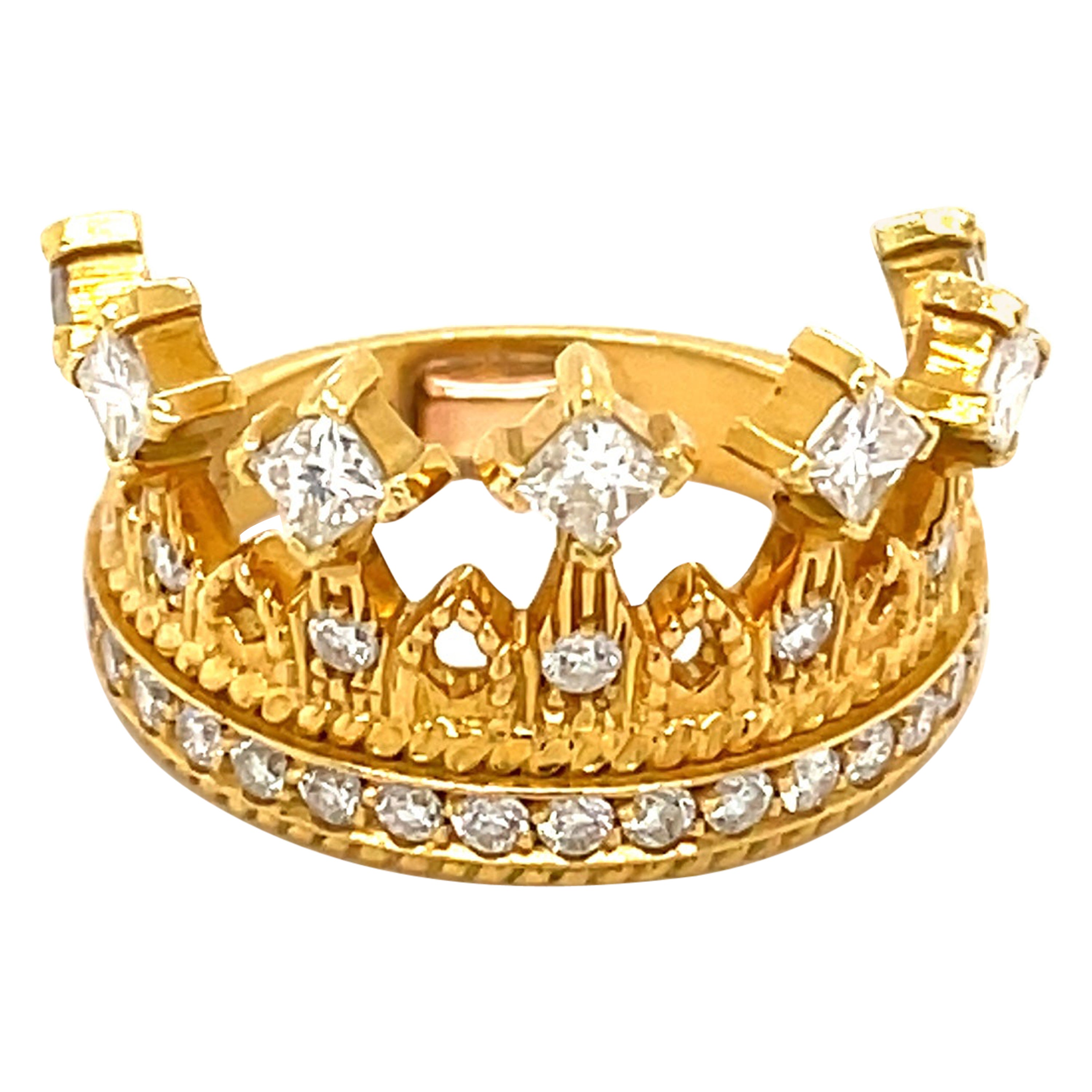 Yellow Gold Diamond Empress Tiara Ring by Cynthia Bach For Sale
