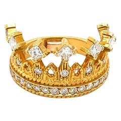 Vintage Yellow Gold Diamond Empress Tiara Ring by Cynthia Bach