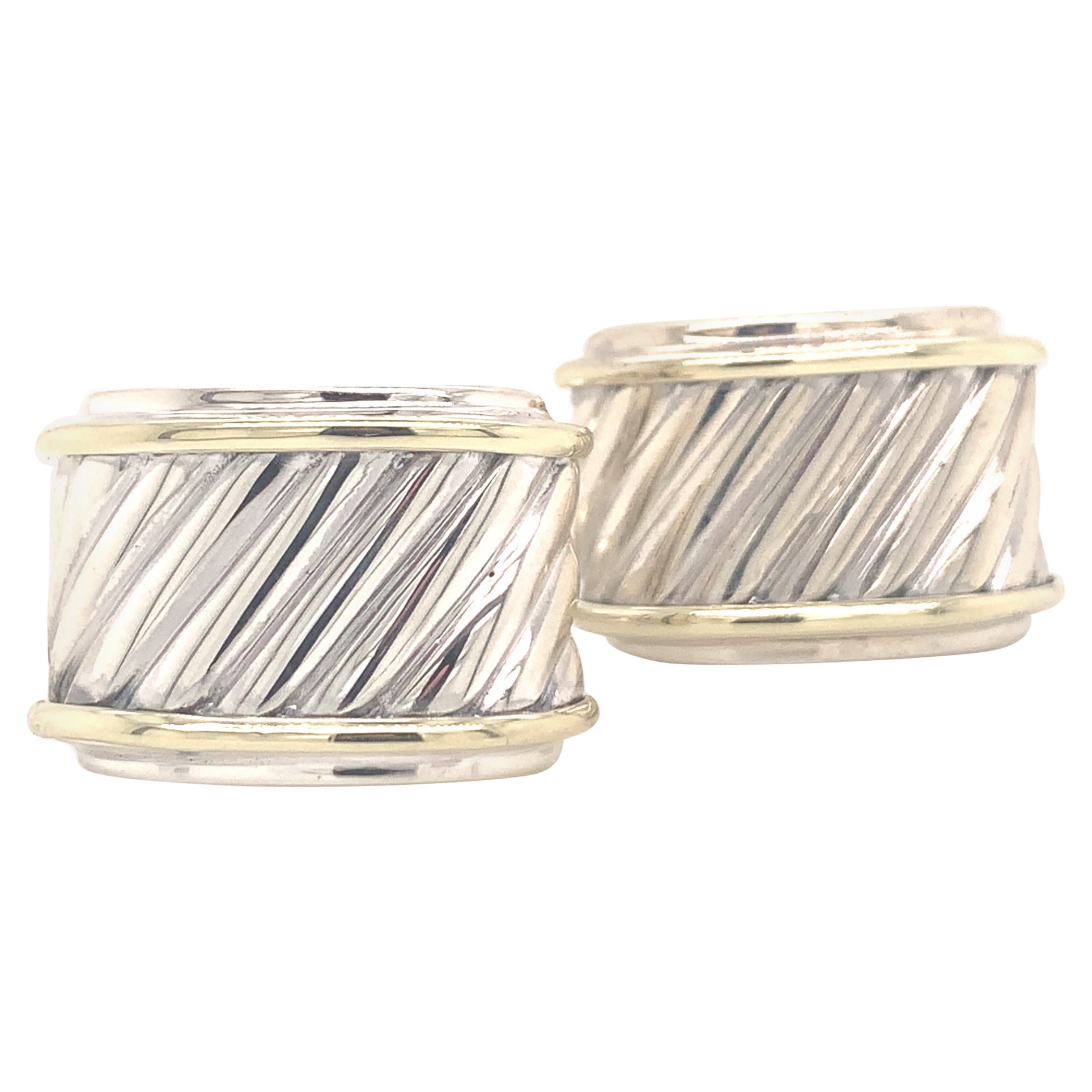 David Yurman Estate Cufflinks Sterling Silver 14k Gold 13.3 Grams