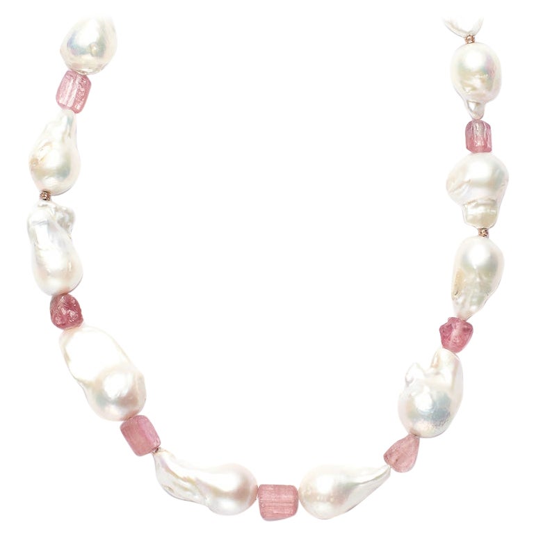 Susan Lister Locke Freshwater Baroque Pearls with Pink Tourmalines For Sale
