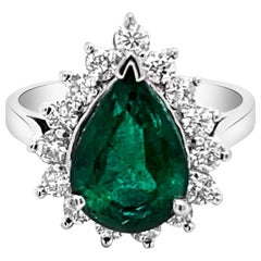 3.16ct Natural Emerald 14K White Gold Ring