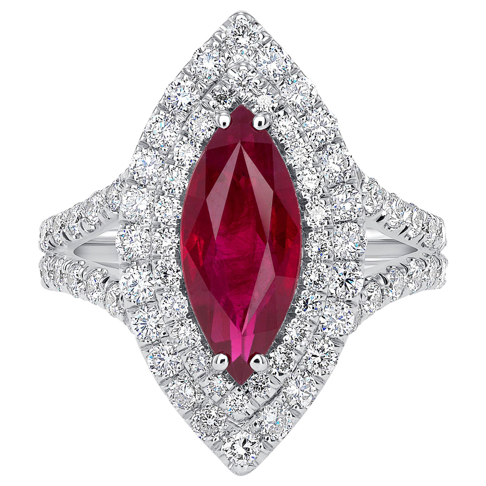 2.31ct Natural Ruby 18k White Gold Ring For Sale