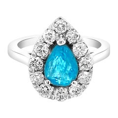 1,58 Karat natürlicher Paraiba-Turmalin 14K Weißgold Ring