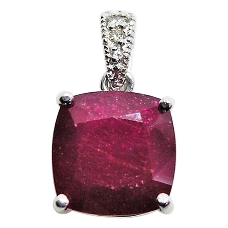 7.20Ct Natural Red Ruby and Diamond 14K Solid Rose Gold Pendant For ...
