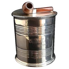 Seltene antike Sterlingsilber-Tabakdose, Zinndose und Pfeife, Edwardian