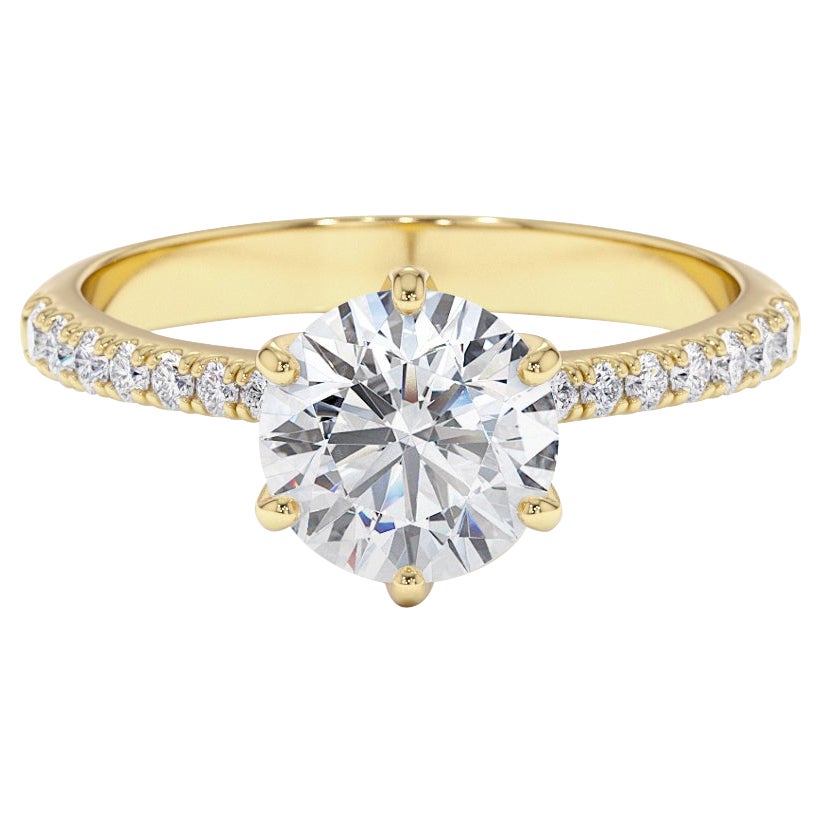 1.71CT GIA Certified Solitaire Diamond 6 Prong Engagement Ring in 18K Gold