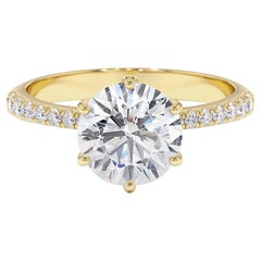 2.21 CT GIA Certified Solitaire Diamond 6 Prong Classic Engagement Ring in 18K 