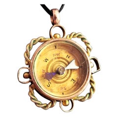 Antique 9 Karat Yellow Gold Compass Pendant, Carnelian Seal Fob