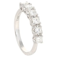 0.88 Carat Princess Cut Diamond Half Full Band in 18k White Gold