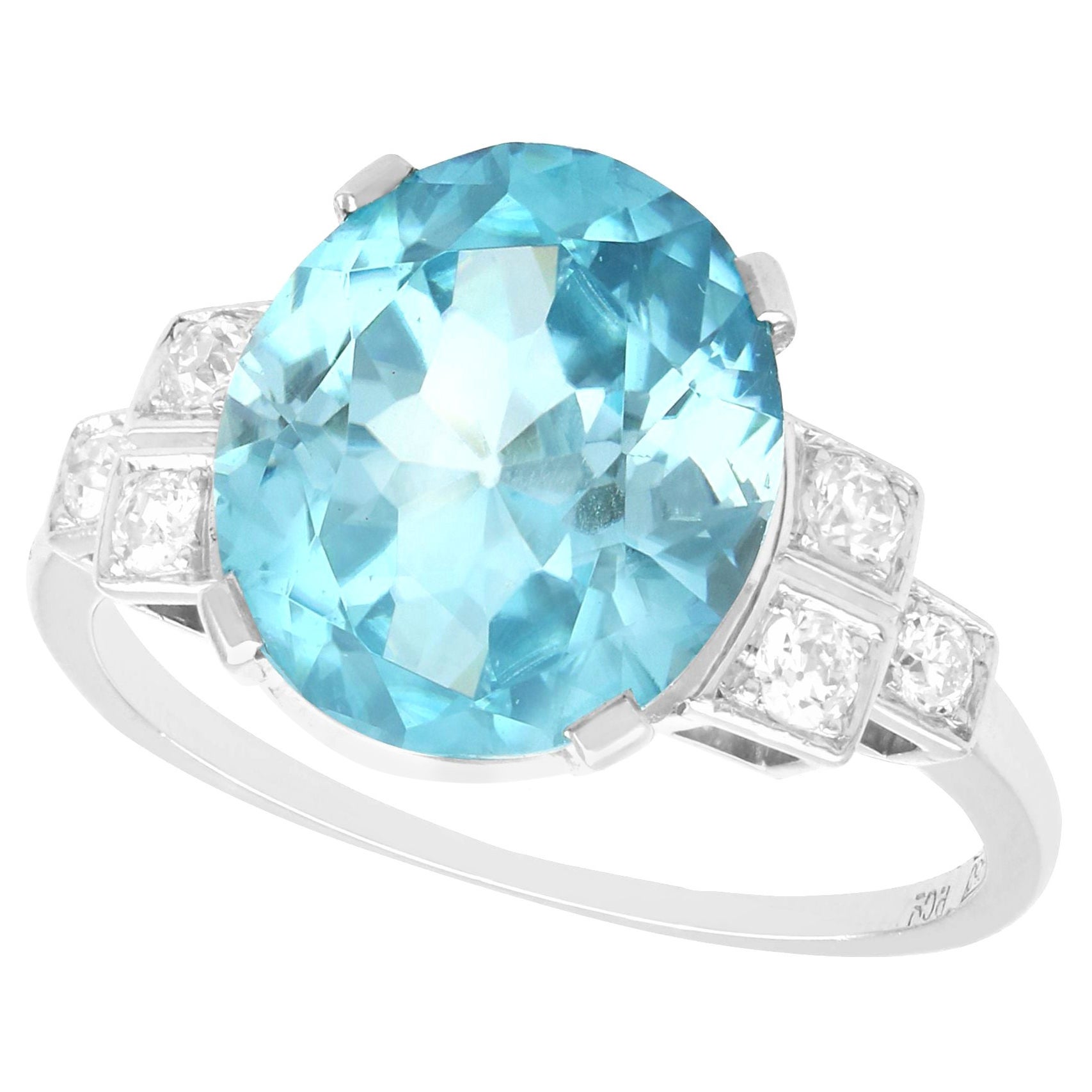 Vintage 9.82 Carat High Zircon and Diamond Platinum Engagement Ring