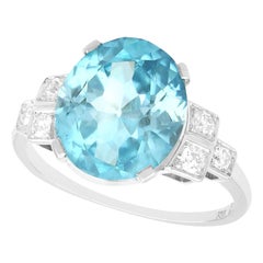 Vintage 9.82 Carat High Zircon and Diamond Platinum Engagement Ring