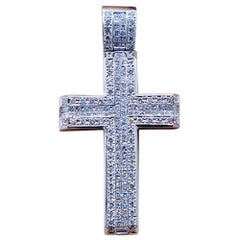 Pendentif croix en or 18 carats avec diamants de 7 carats de qualité VS F/G
