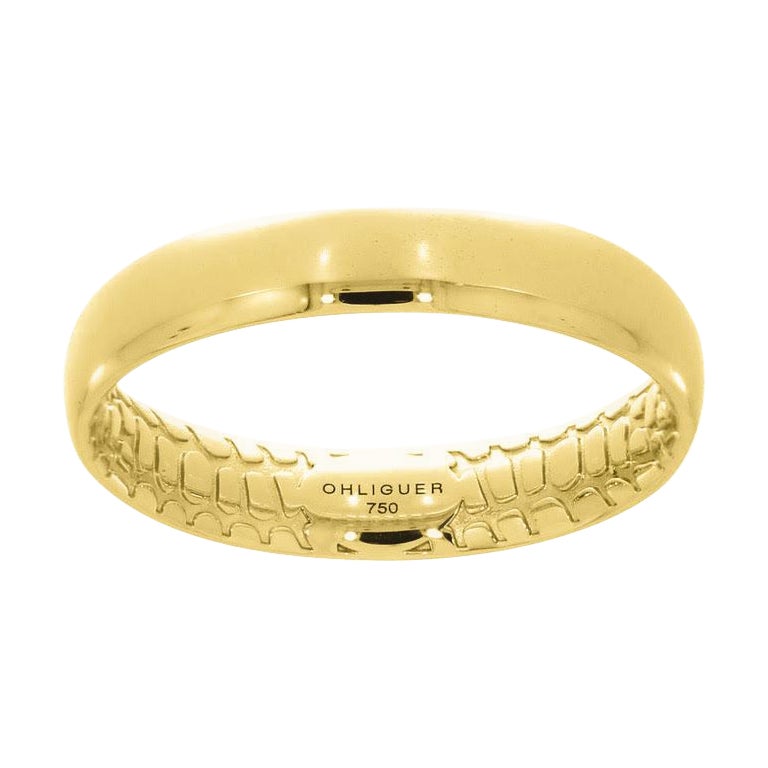 For Sale:  The Sunrise Crocodile Band in 18ct Yellow Gold with Crocodile Skin Filigree