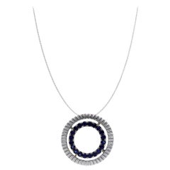 18 Karat Blue Sapphire and Diamond White Gold Necklace