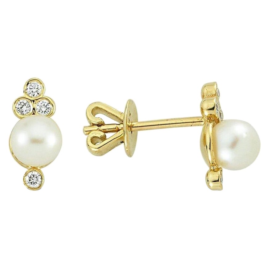 OWN Your Story 14K Gold Nirvana White Diamond and Pearl Studs For Sale