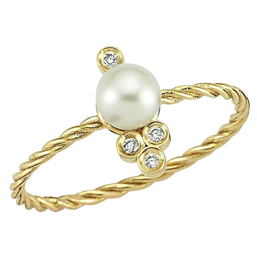 OWN Your Story 14K Gold Nirvana Diamond and Pearl Cable Ring For Sale