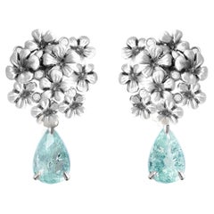 White Gold Drop Earrings with Detachable Natural Paraiba Tourmalines