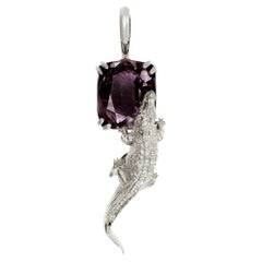 White Gold Pendant Necklace with Five Carats Perfect Mauve Spinel