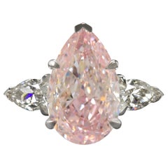 Internally Flawless Exceptional GIA Certfified Pink Even Pear Cut Diamond Ring