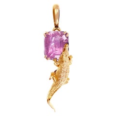 Eighteen Karat Rose Gold Pendant with AIG Certified Padparadscha Pink Sapphire