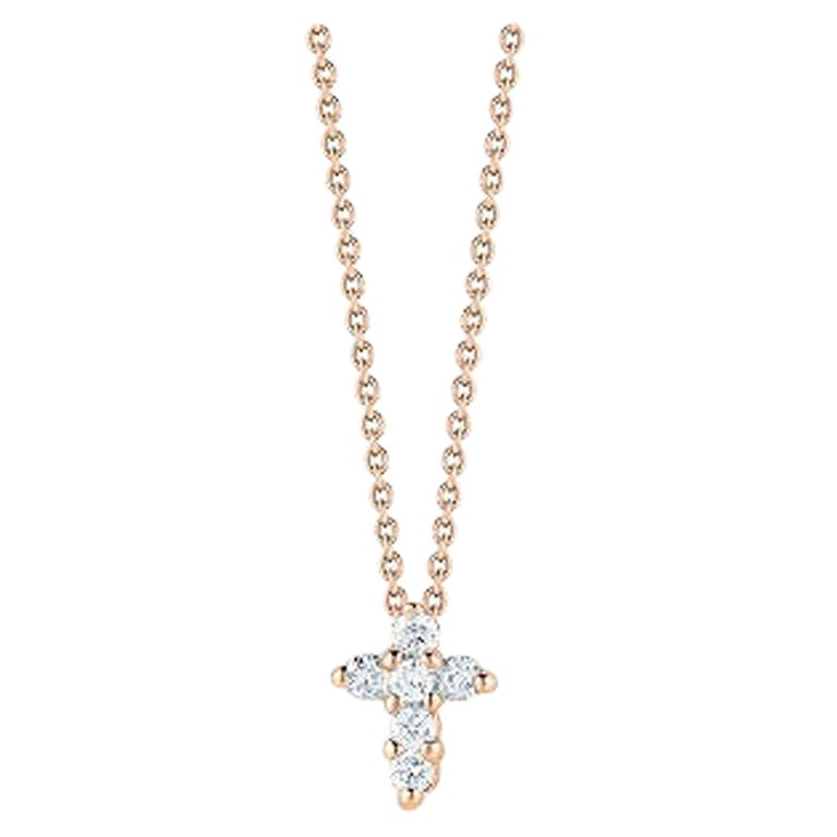 Roberto Coin Rose Gold Baby Diamond Cross 001883AXCHX0 For Sale