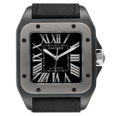 Cartier Montre Santos 100 noire PVD en acier pour hommes W2020010 avec boîte et papiers d'origine