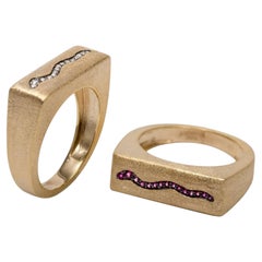 Ammanii Ruby Snake Ring in Vermeil Gold