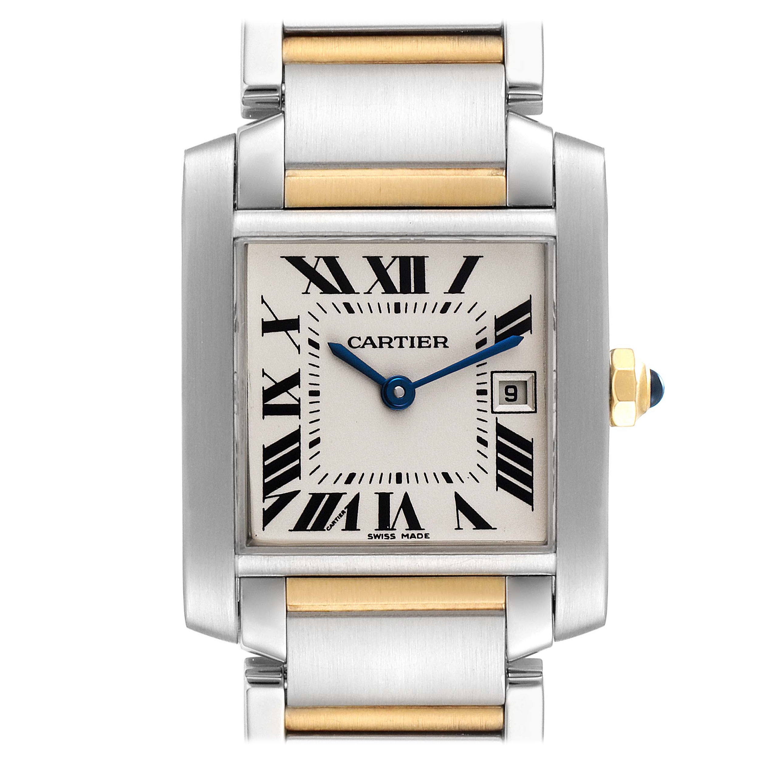 Cartier Tank Francaise Midsize Steel Yellow Gold Ladies Watch W51012Q4 For Sale