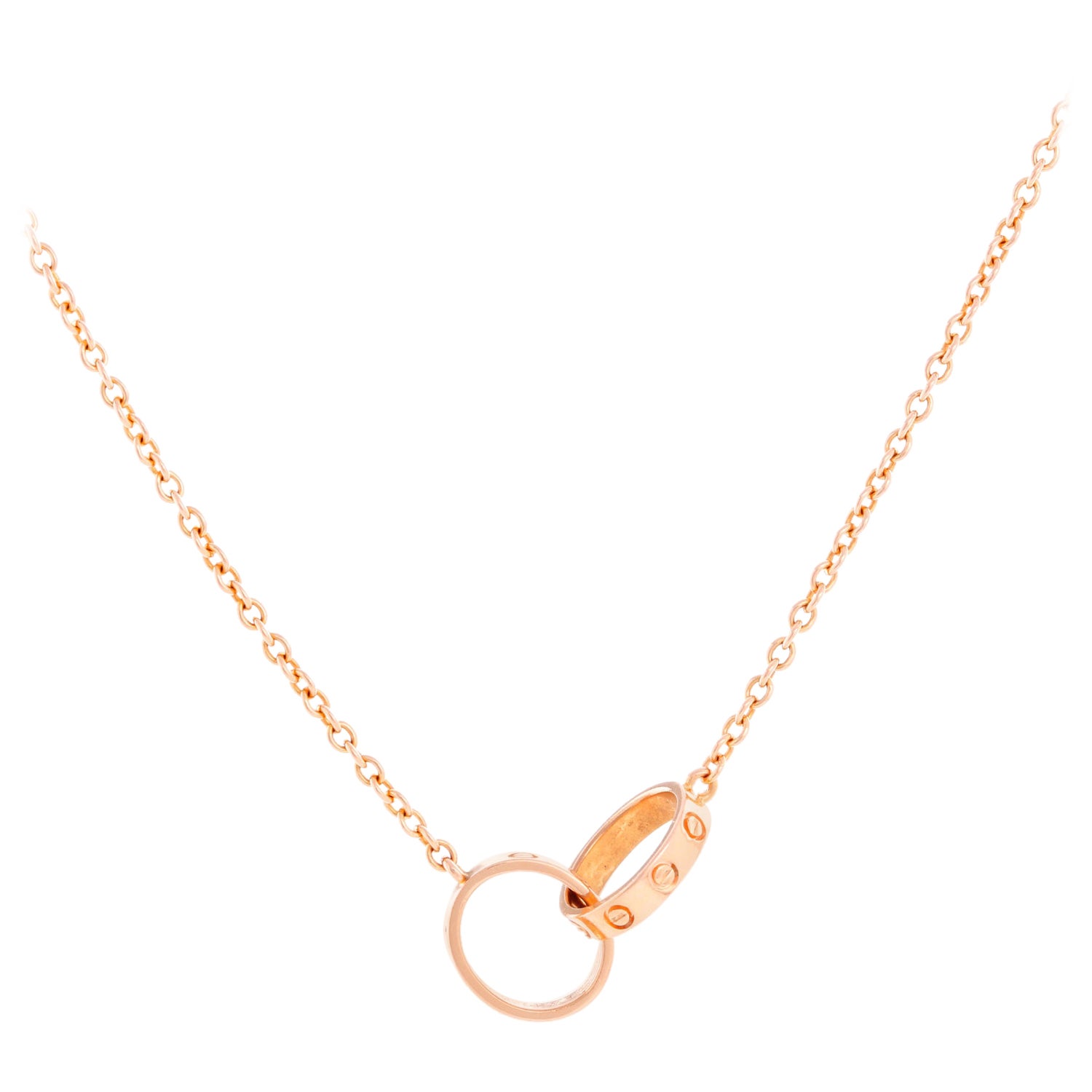 Cartier Love Interlocking 18k Rose Gold Necklace For Sale At 1stdibs
