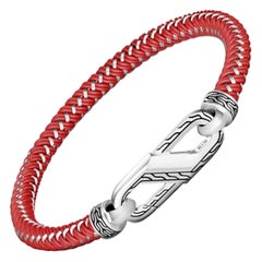 John Hardy Silver Men's Bracelet with Red Rubber Steel Cord BM900287RD
