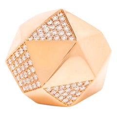 Rose Gold and Diamond Large Hexagon Dome Ring