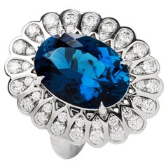 Tiffany & Co GIA Blue Tourmaline Platinum Designer Cocktail Ring