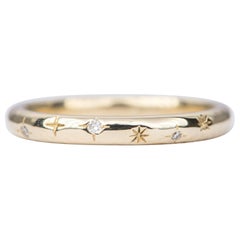 Celestial-Themed Diamond and Stars Wide 14K Gold Wedding Band AD2316
