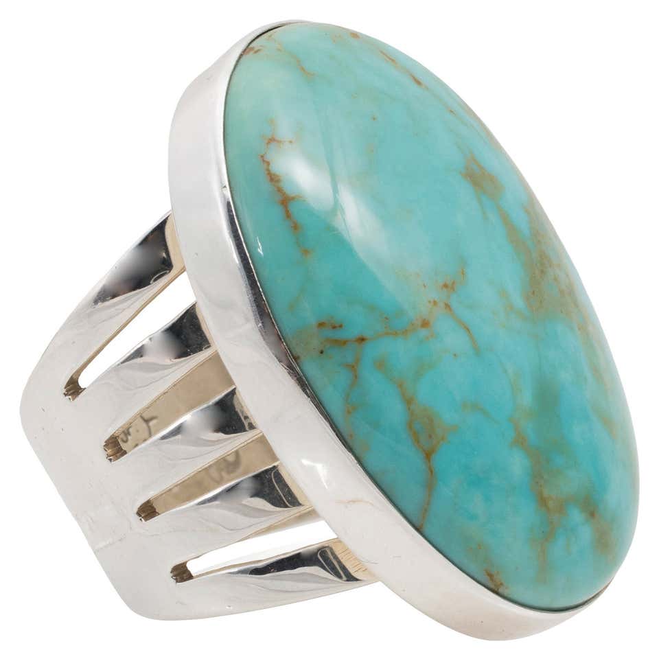 Native American Turquoise and Sterling Silver Ring, Navajo, Mid 1900s ...