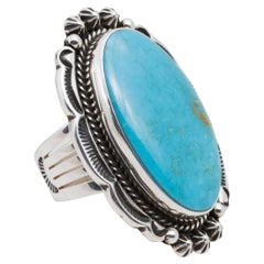 Retro Navajo Kingman Turquoise Ring