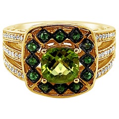 Le Vian Ring Peridot Tsavorite Vanilla Diamonds 14 Karat Green Gold